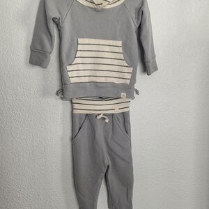 Lulu & Roo Bbay Hoodie & Jogger Set with Cream Stripes 6-12m